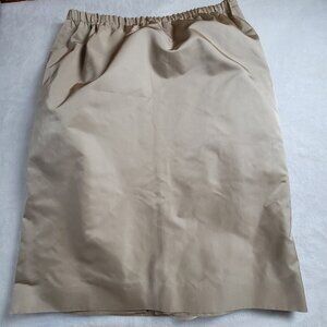 Escada Beige Silk Midi Skirt With Pleated Back & Elastic Waistband Size 46